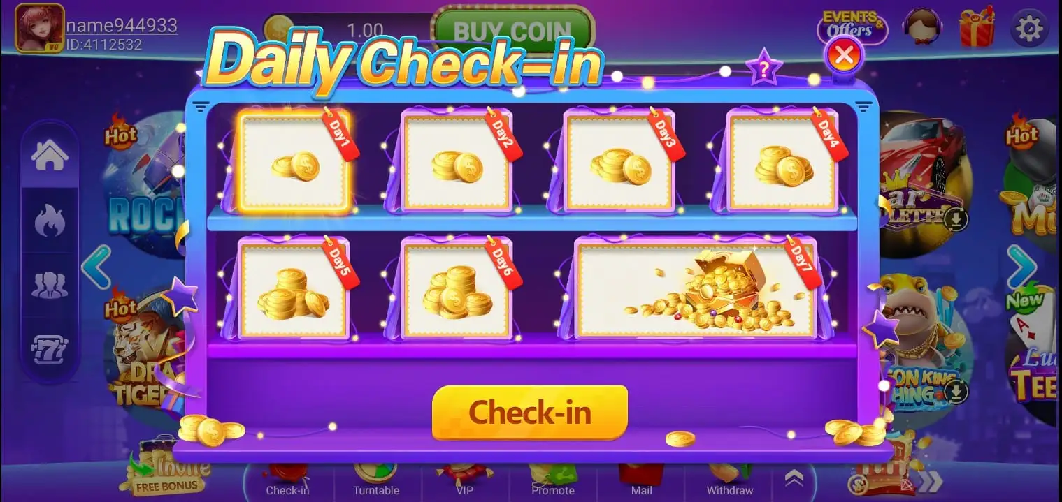 Daily check in Screenshot